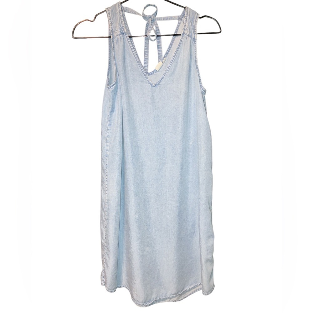 GAP Chambray Tie-back Shift Dress Sz S EUC
